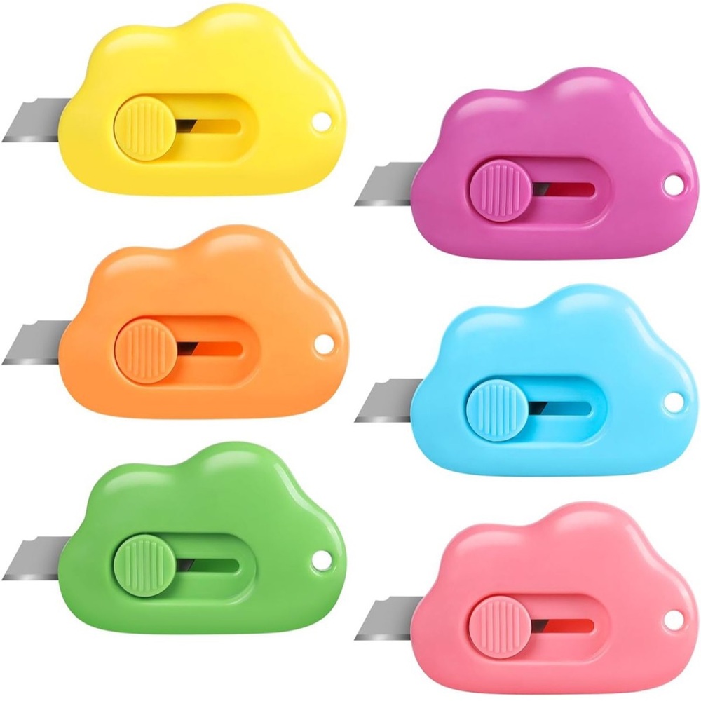 Cloud Box Cutter 6 piece Set Letter Opener Package Knife Cute Pastel NEW IN BOX